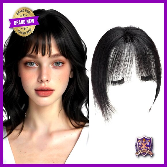 10-Inch Human Hair Clip-In Topper with Bangs for Volume and Coverage main image 4